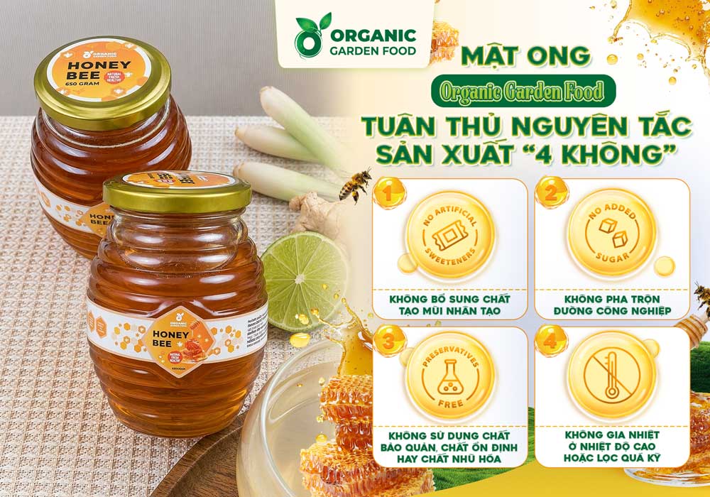 Mật ong thiên nhiên Organic Garden Food không chất bảo quản