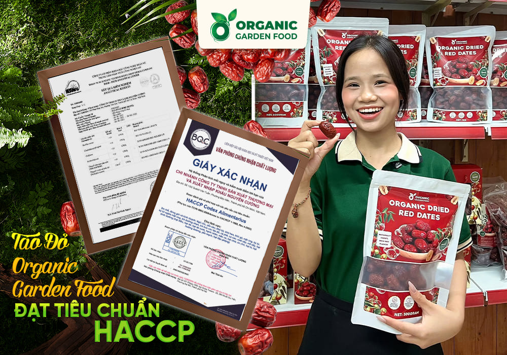 Táo đỏ Organic Garden Food đạt tiêu chuẩn HACCP
