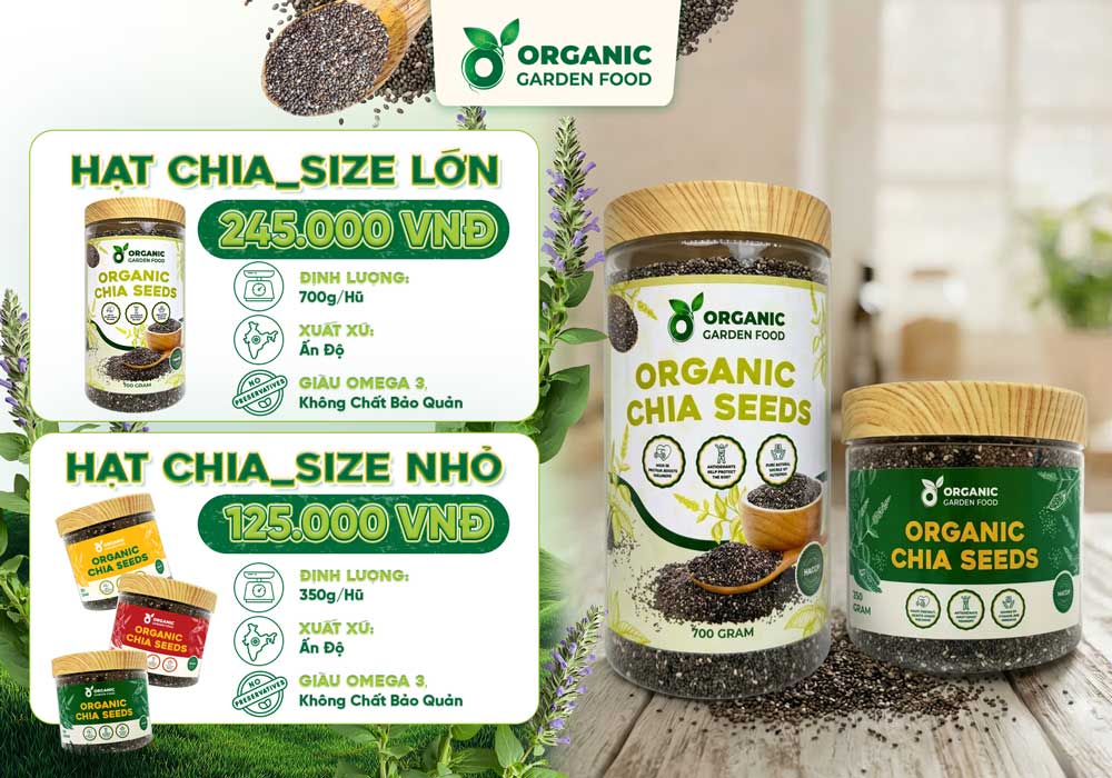 Hạt Chia Ấn Độ Organic Garden Food - thực phẩm giàu Omega-3 và chất xơ - Ảnh 4