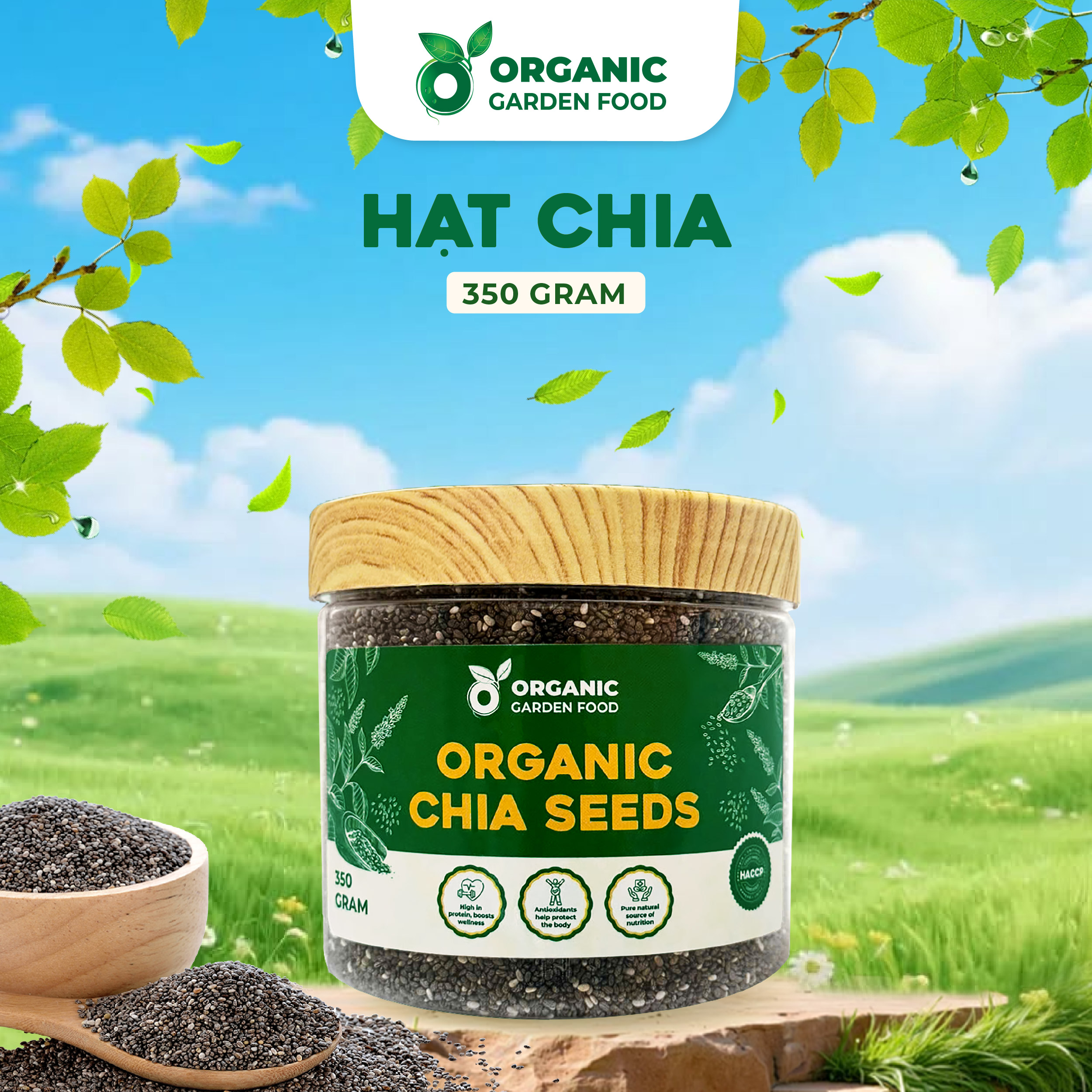 Hạt Chia Ấn Độ Organic Garden Food -  thực phẩm giàu Omega-3 và chất xơ